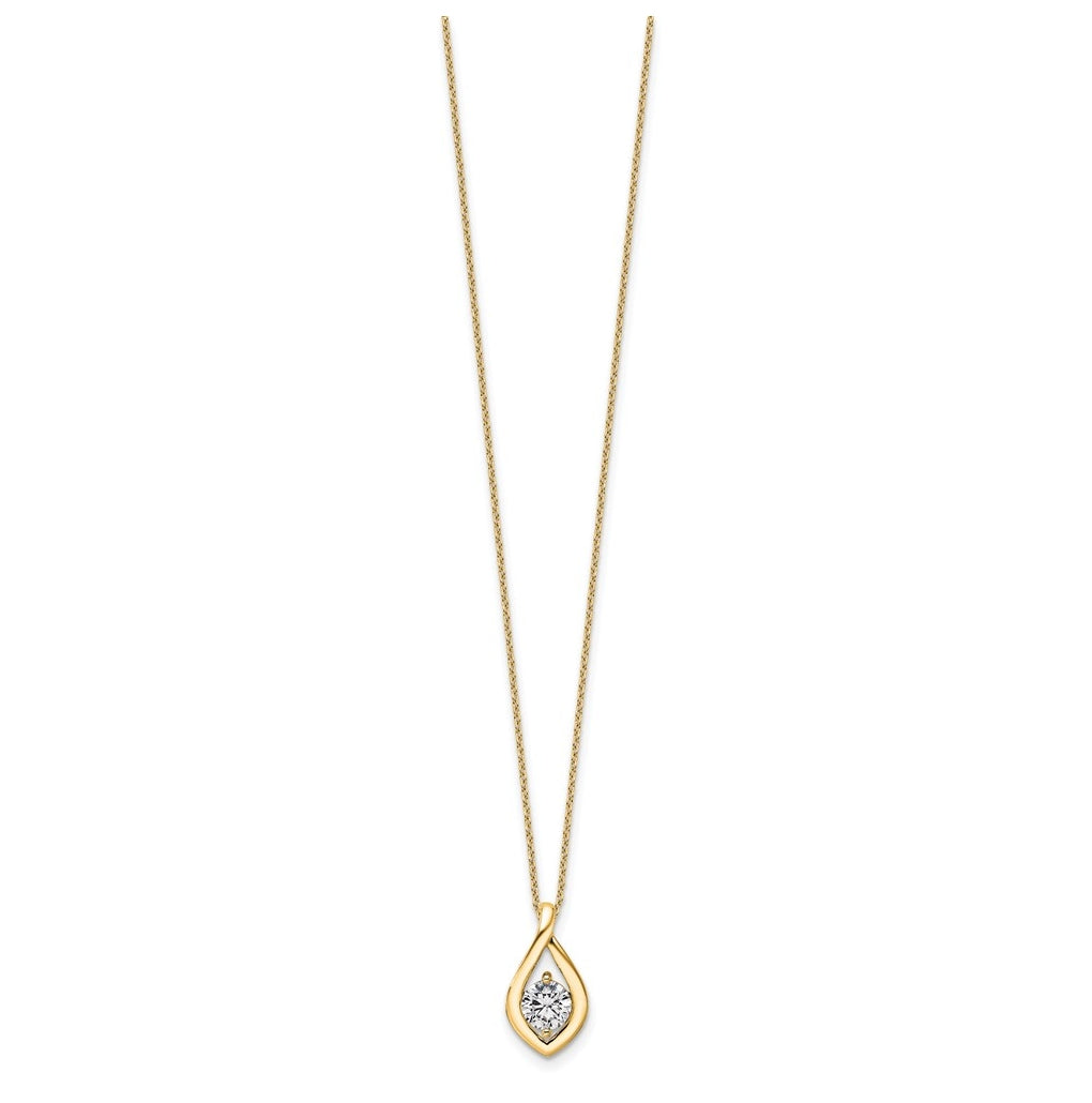 14k Yellow Gold 3/4 carat Certified Lab Grown Diamond VS/SI+ G+ Complete 18 inch Necklace