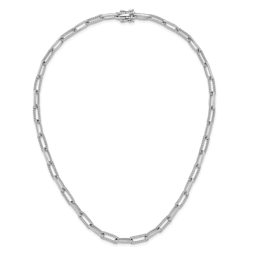 14k White Gold 3 3/4 carat Lab Grown Diamond VS/SI+ G+ 18 inch Fashion Paperclip Necklace