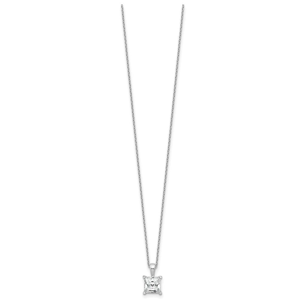 14K Yellow Or White Gold Lab Grown Diamond VS/SI+ G+ Princess Complete 18 inch Four Prong Pendant Necklace