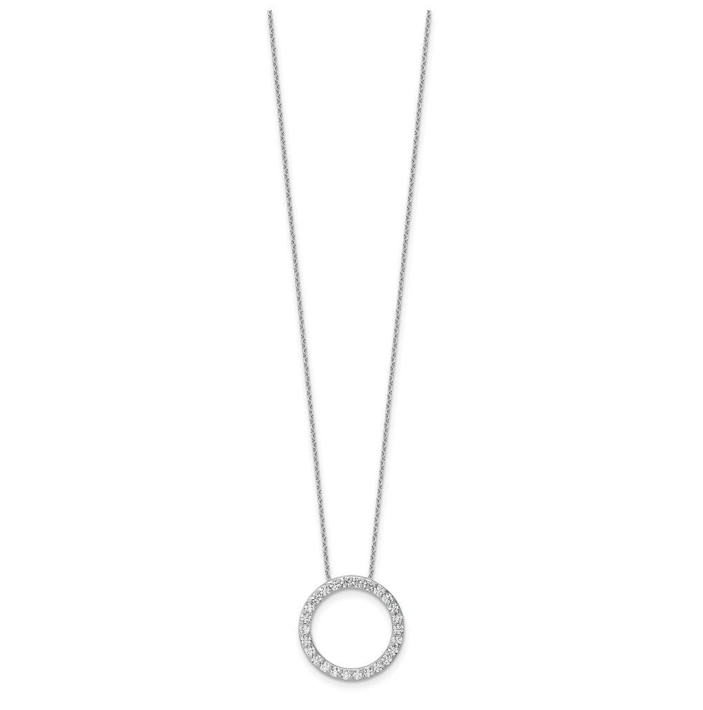 14k White Gold 1 carat Lab Grown Diamond VS+ F+ Complete 18 inch Circle Slide Necklace