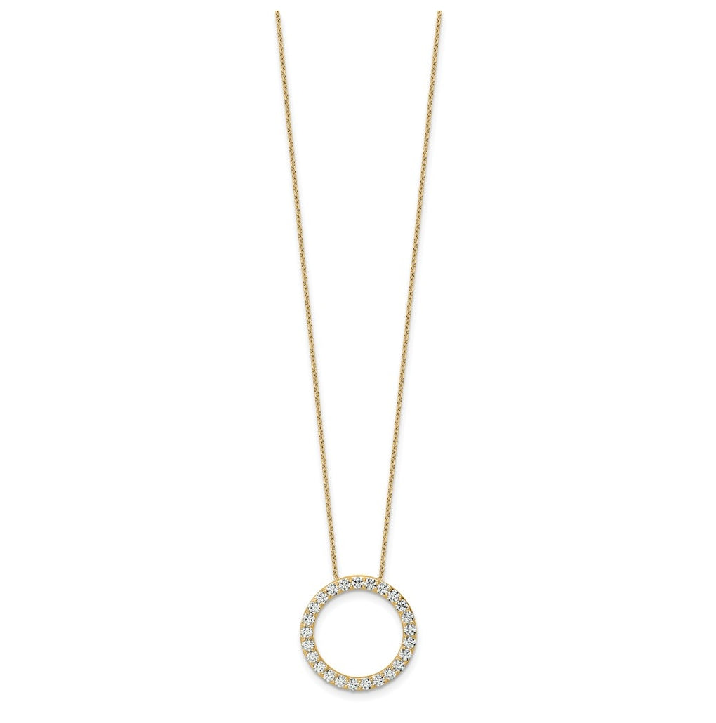 14k Yellow Gold 1 1/2 carat Lab Grown Diamond VS+ F+ Complete 18 inch Circle Slide Necklace