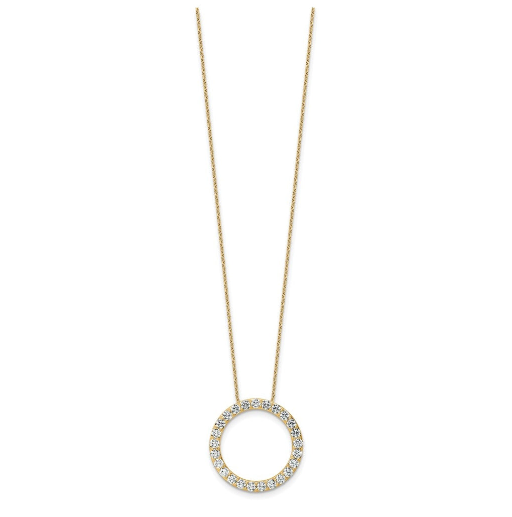 14k Yellow Gold 2 carat Lab Grown Diamond VS/SI+ G+ Complete 18 inch Circle Slide Necklace
