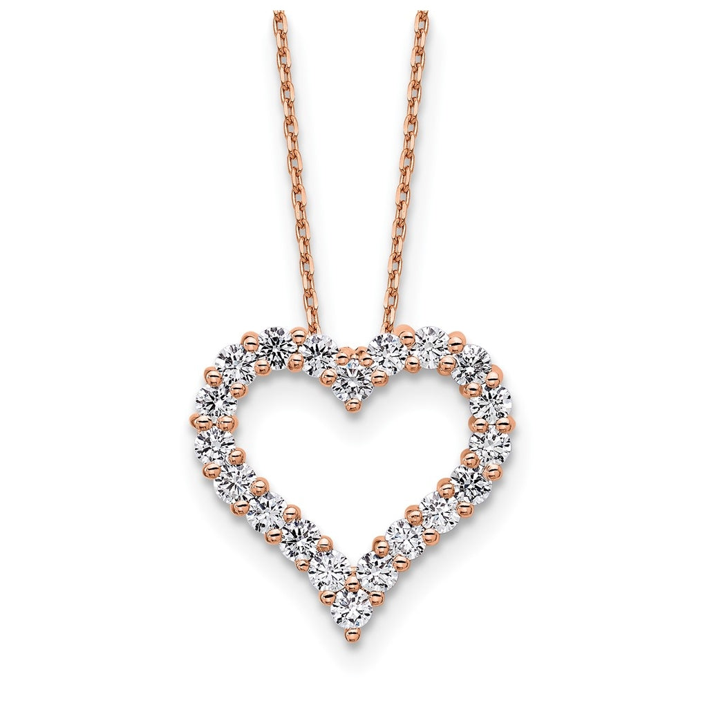 14k Rose Gold 1 carat Lab Grown Diamond VS/SI+ G+ Complete 18 inch Heart Pendant Necklace