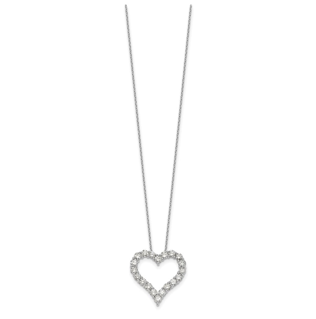 14k White Gold 2 carat Lab Grown Diamond VS/SI+ G+ Complete 18 inch Heart Pendant Necklace