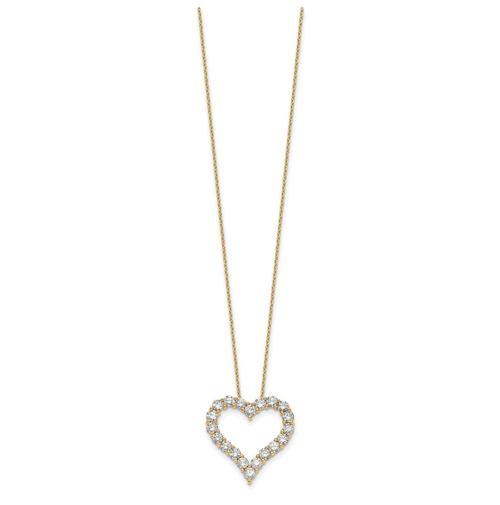 14k Yellow Gold 2 carat Lab Grown Diamond VS/SI+ G+ Complete 18 inch Heart Pendant Necklace