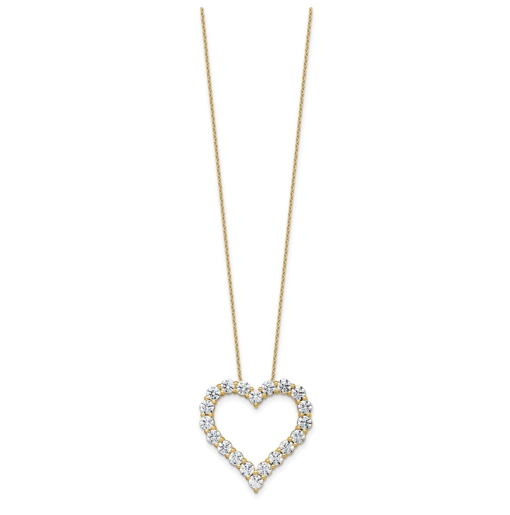 14k Yellow Gold 4 carat Lab Grown Diamond VS+ F+ Complete 18 inch Heart Pendant Necklace