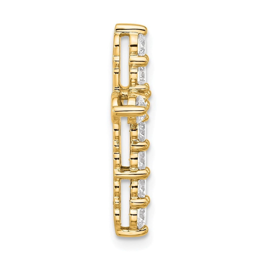 14k Yellow Gold 4 carat Lab Grown Diamond VS+ F+ Complete Cross Chain Slide Pendant