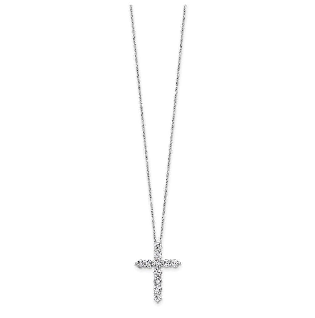 14k White Gold 1 1/2 carat Lab Grown Diamond VS/SI+ G+ Complete 18 inch Cross Pendant Necklace