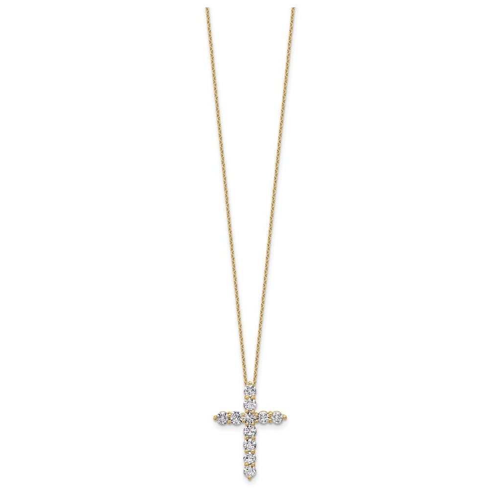 14k Yellow Gold 1 1/2 carat Lab Grown Diamond VS/SI+ G+ Complete 18 inch Cross Pendant Necklace