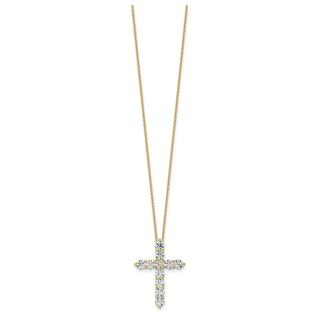 14k Yellow Gold 3 carat Lab Grown Diamond VS+ F+ Complete 18 inch Cross Pendant Necklace
