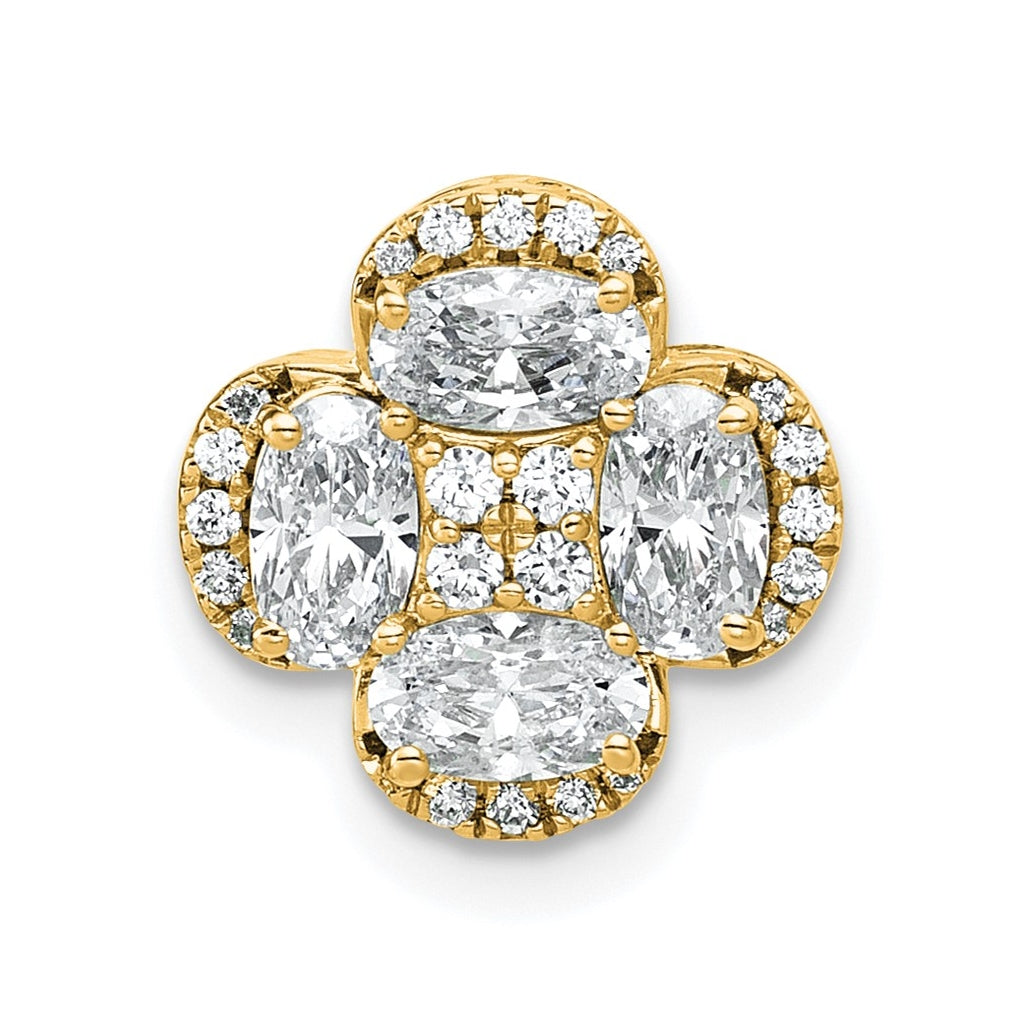 14k Yellow Gold 1 1/8 carat Lab Grown Diamond VS/SI+ G+ Complete Cluster Chain Slide Pendant