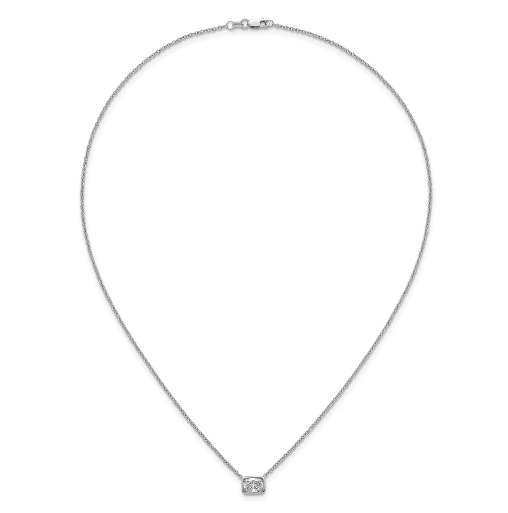 14k White Gold 1 carat Certified Lab Grown Diamond VS+ F+ Radiant East-West Complete 18 inch Bezel Set Necklace