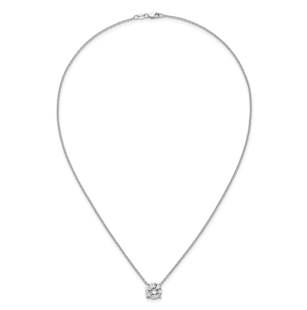 14K Yellow Or White Gold Lab Grown Diamond VS+ F+ Round Complete Four Prong 18 inch Solitaire Necklace