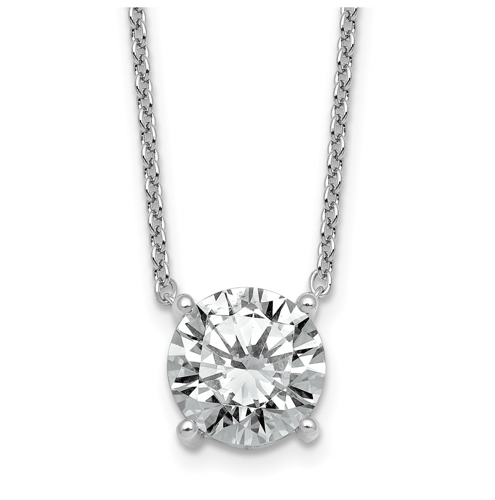 14K Yellow Or White Gold Certified Lab Grown Diamond VS+ F+ Round Complete Four Prong 18 inch Solitaire Necklace