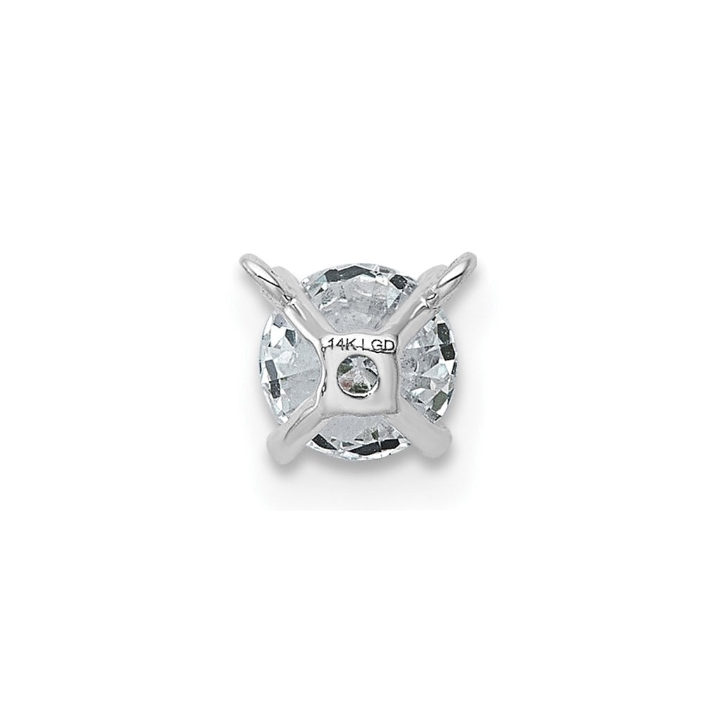 14k White Gold 1/2 carat Lab Grown Diamond VS+ F+ Round Complete Four Prong Chain Slide Pendant