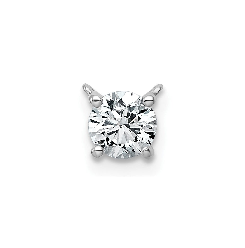 14k White Gold 1/2 carat Lab Grown Diamond VS+ F+ Round Complete Four Prong Chain Slide Pendant