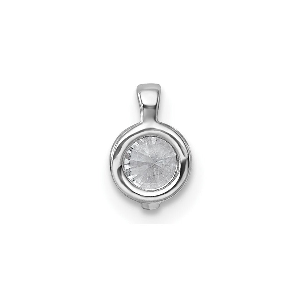 14k White Gold 1/2 carat Lab Grown Diamond VS+ F+ Round Complete Bezel Set Chain Slide Pendant