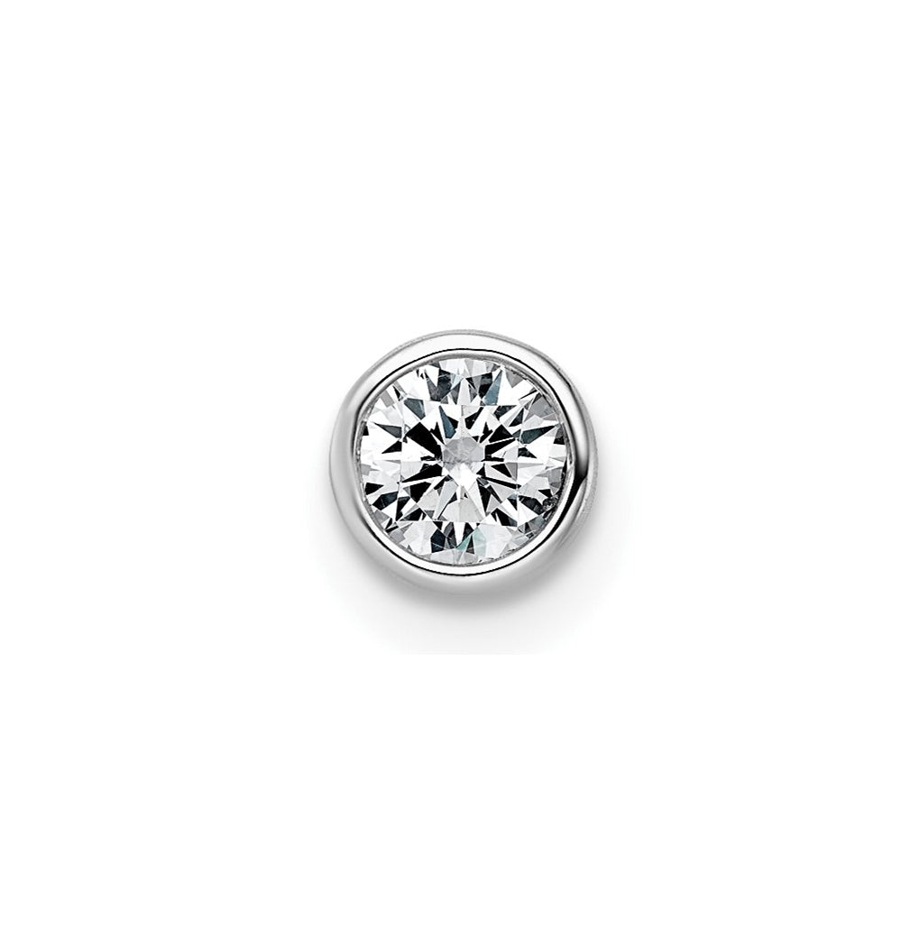 14K Yellow Or White Gold Lab Grown Diamond VS+ F+ Round Complete Bezel Set Chain Slide Pendant
