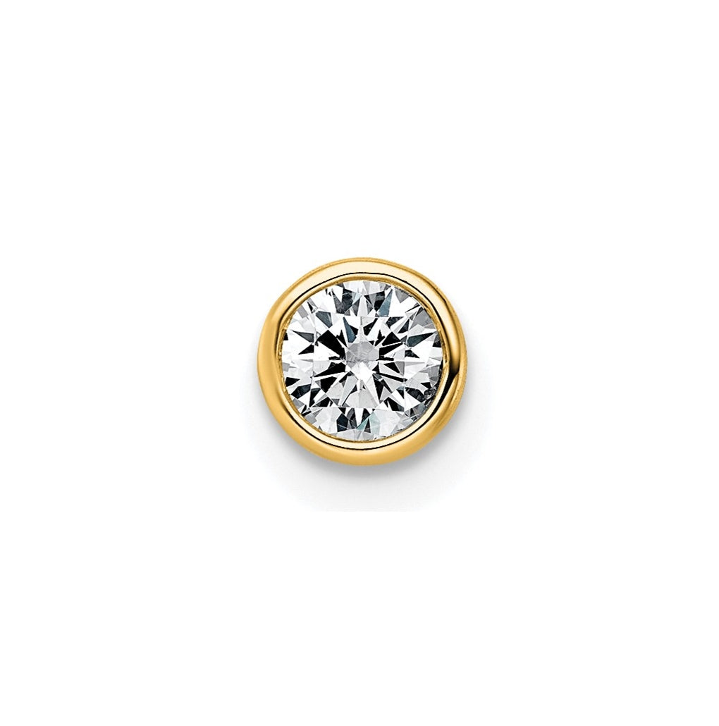 14K Yellow Or White Gold Lab Grown Diamond VS+ F+ Round Complete Bezel Set Chain Slide Pendant