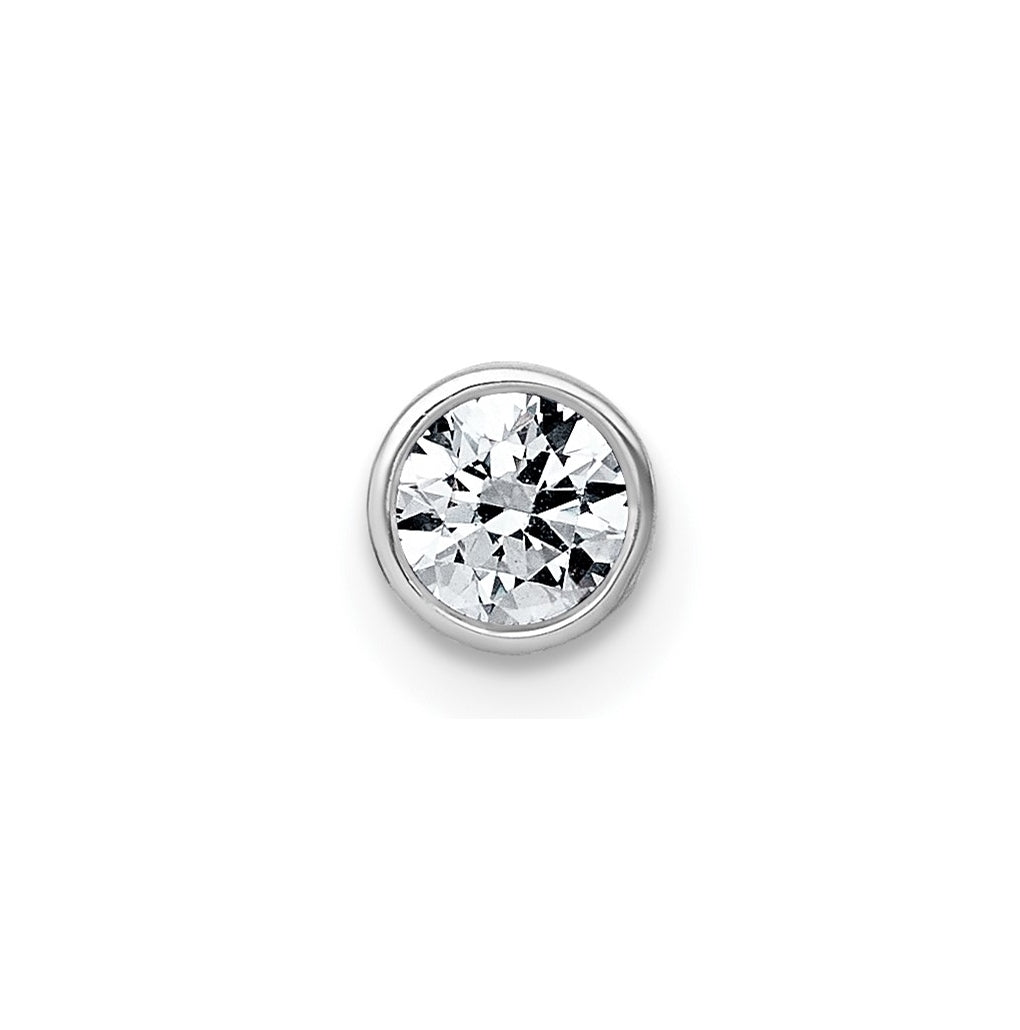 14K Yellow Or White Gold Lab Grown Diamond VS+ F+ Round Complete Bezel Set Chain Slide Pendant