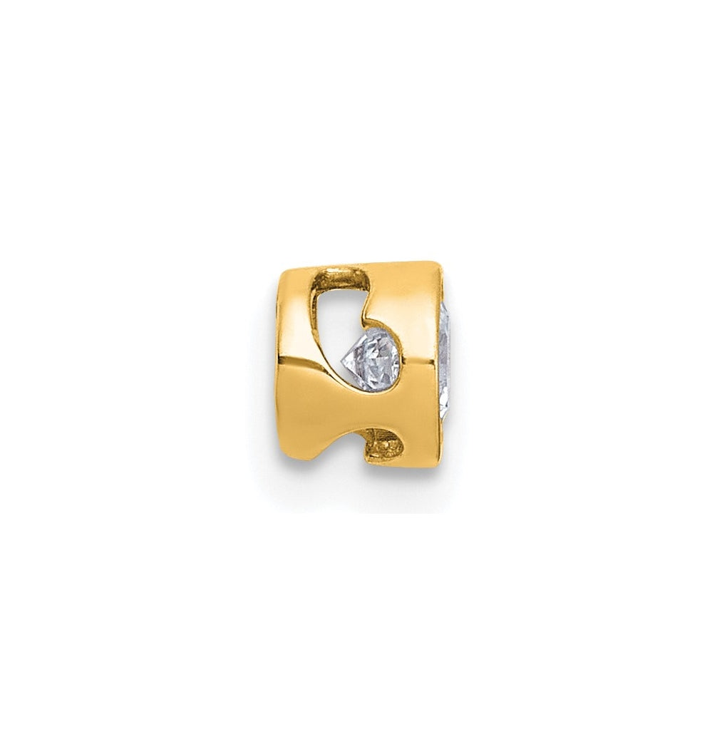 14K Yellow Or White Gold Lab Grown Diamond VS+ F+ Round Complete Bezel Set Chain Slide Pendant