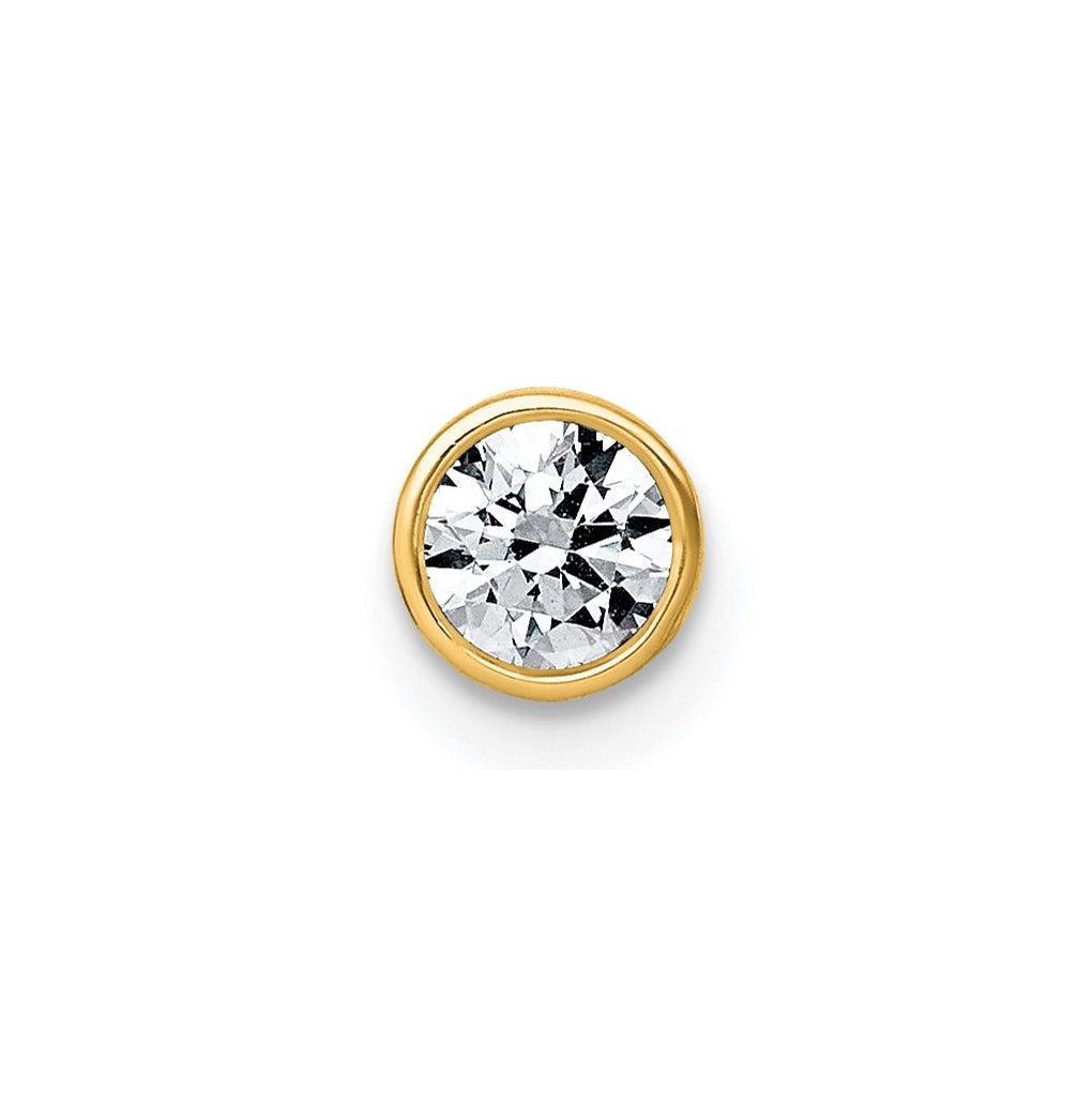 14K Yellow Or White Gold Lab Grown Diamond VS+ F+ Round Complete Bezel Set Chain Slide Pendant