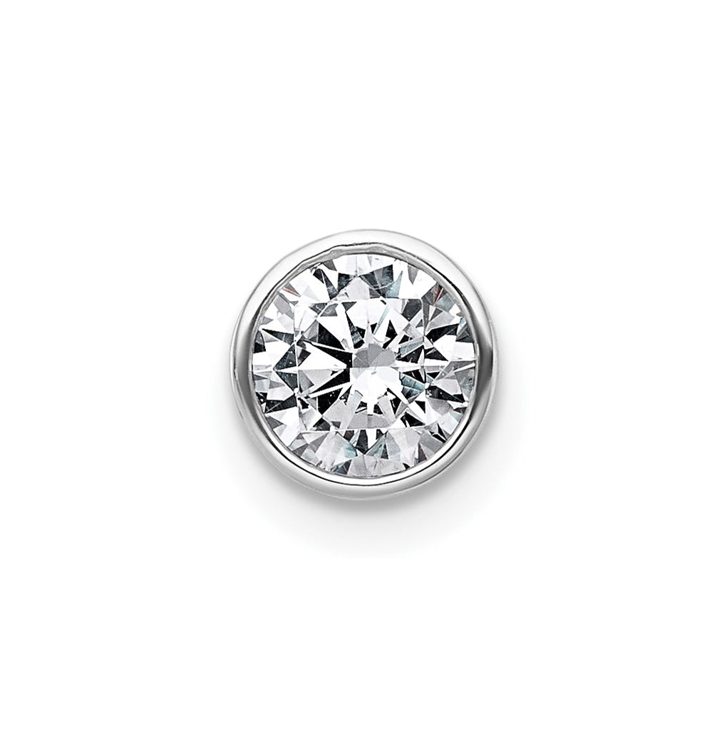 14K Yellow Or White Gold Lab Grown Diamond VS+ F+ Round Complete Bezel Set Chain Slide Pendant