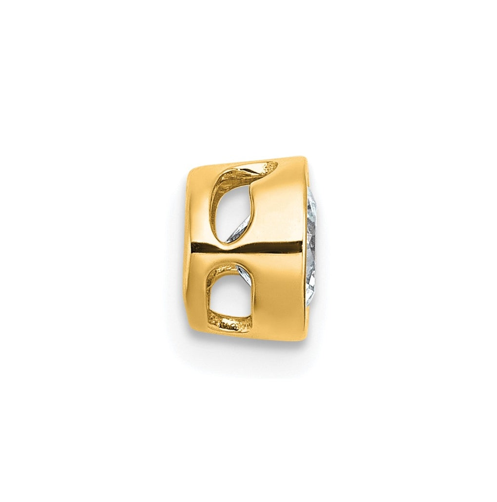 14K Yellow Or White Gold Lab Grown Diamond VS+ F+ Round Complete Bezel Set Chain Slide Pendant