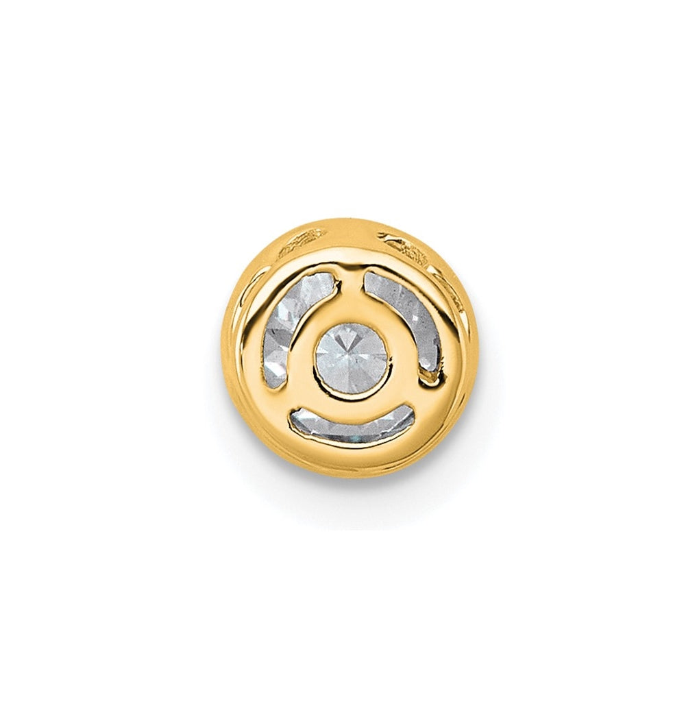 14K Yellow Or White Gold Lab Grown Diamond VS+ F+ Round Complete Bezel Set Chain Slide Pendant