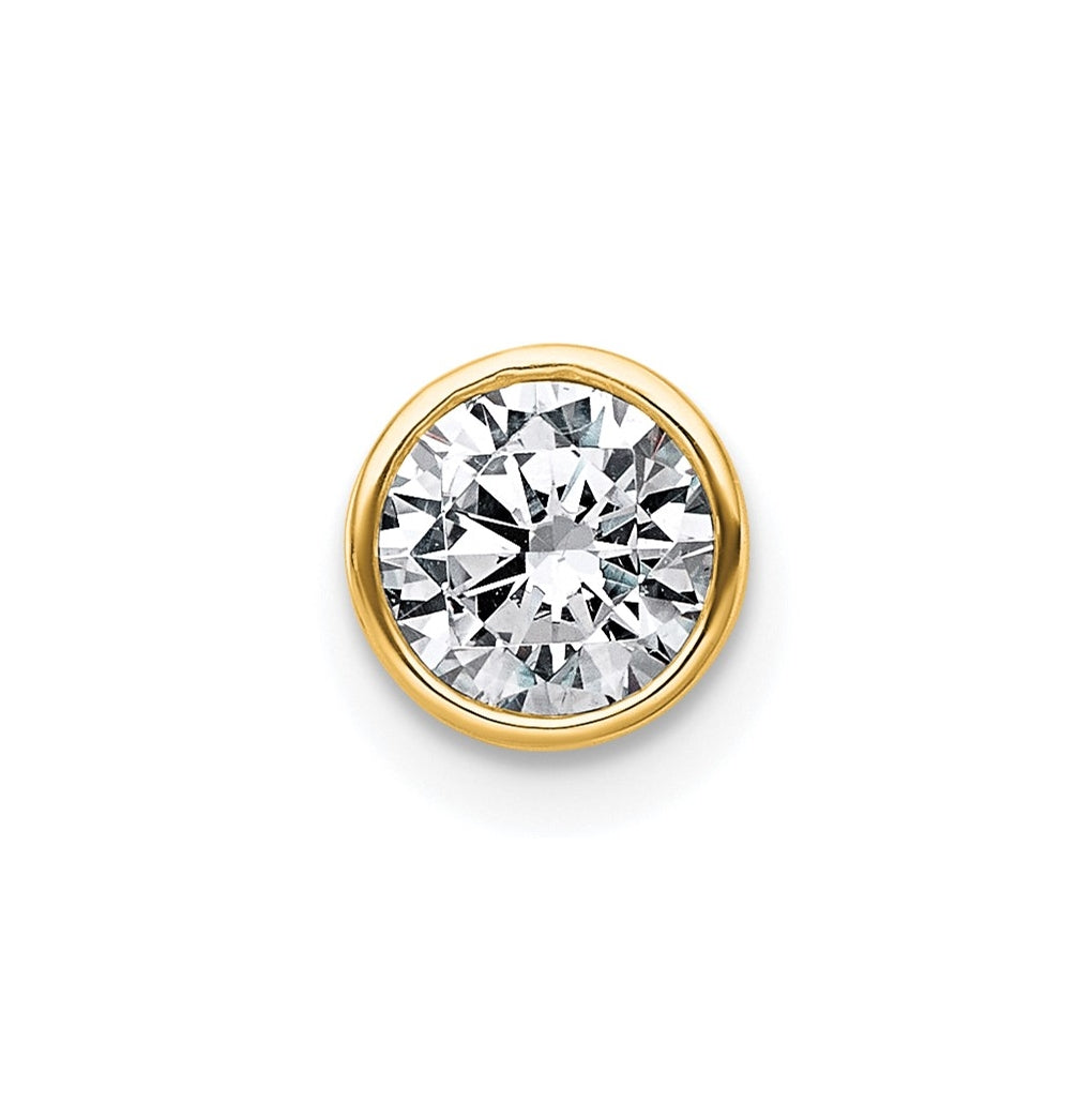 14K Yellow Or White Gold Lab Grown Diamond VS+ F+ Round Complete Bezel Set Chain Slide Pendant