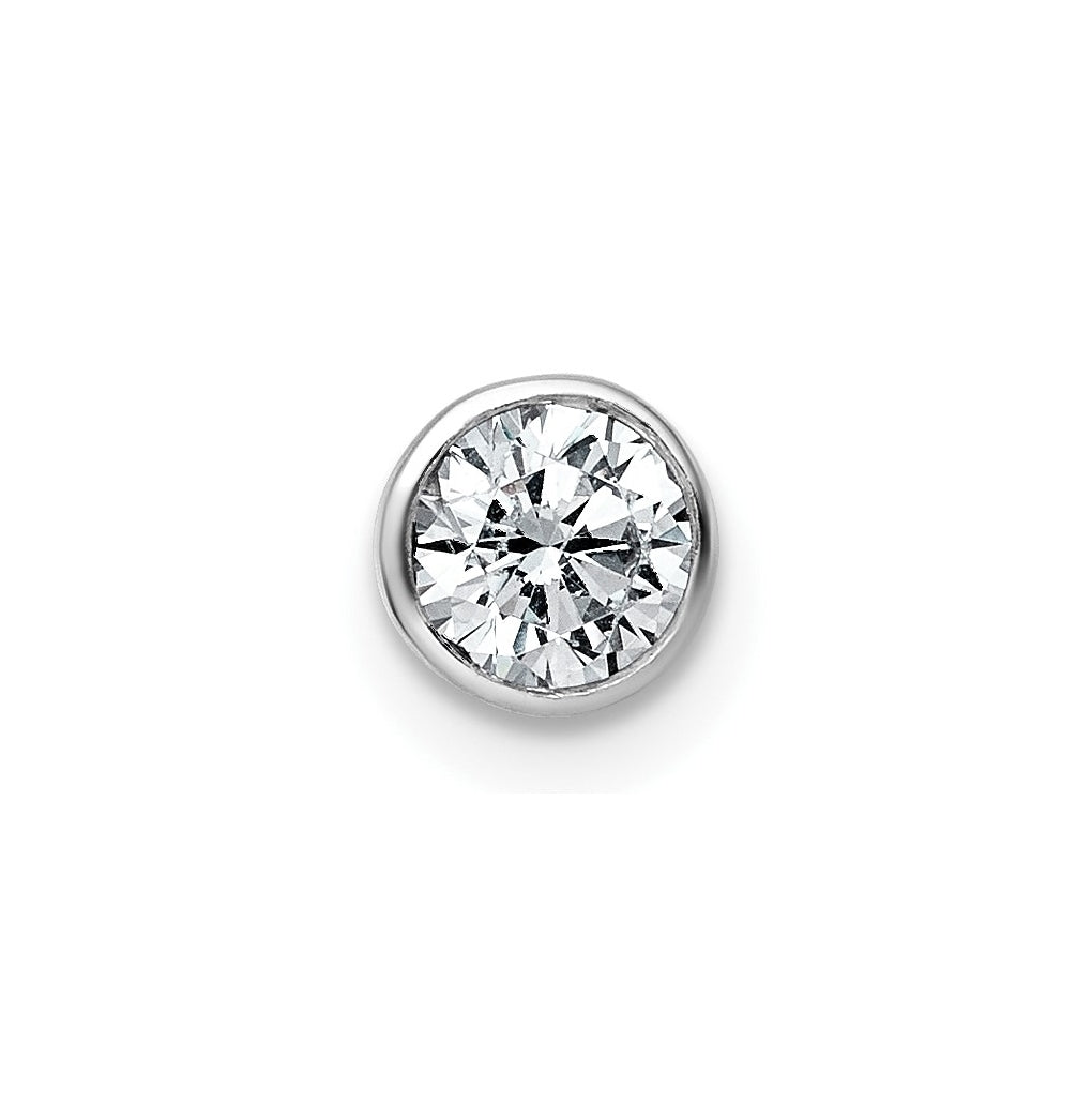 14K Yellow Or White Gold Lab Grown Diamond VS+ F+ Round Complete Bezel Set Chain Slide Pendant