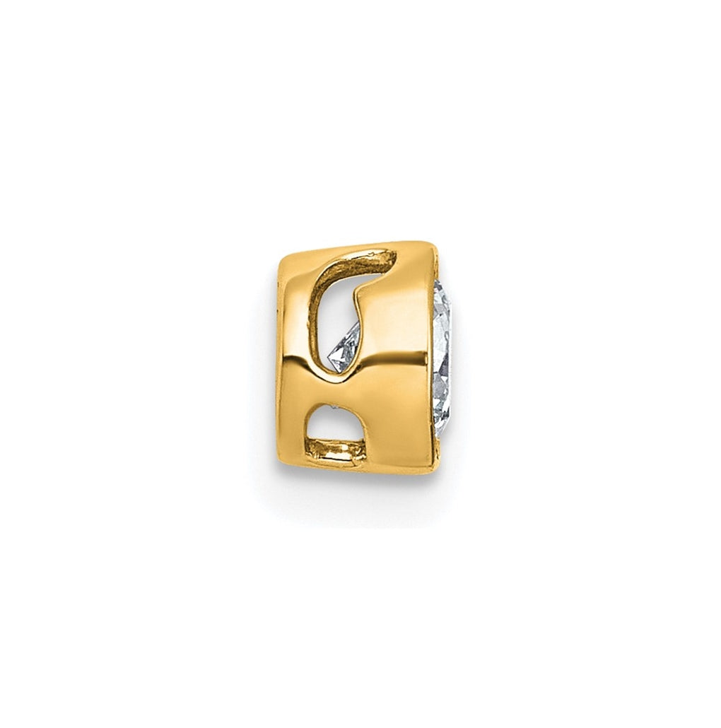 14K Yellow Or White Gold Lab Grown Diamond VS+ F+ Round Complete Bezel Set Chain Slide Pendant