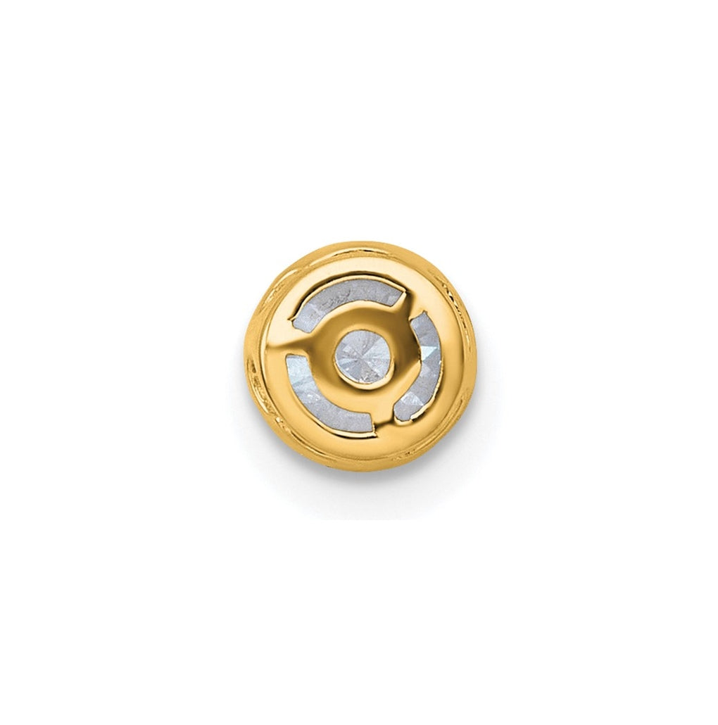 14K Yellow Or White Gold Lab Grown Diamond VS+ F+ Round Complete Bezel Set Chain Slide Pendant