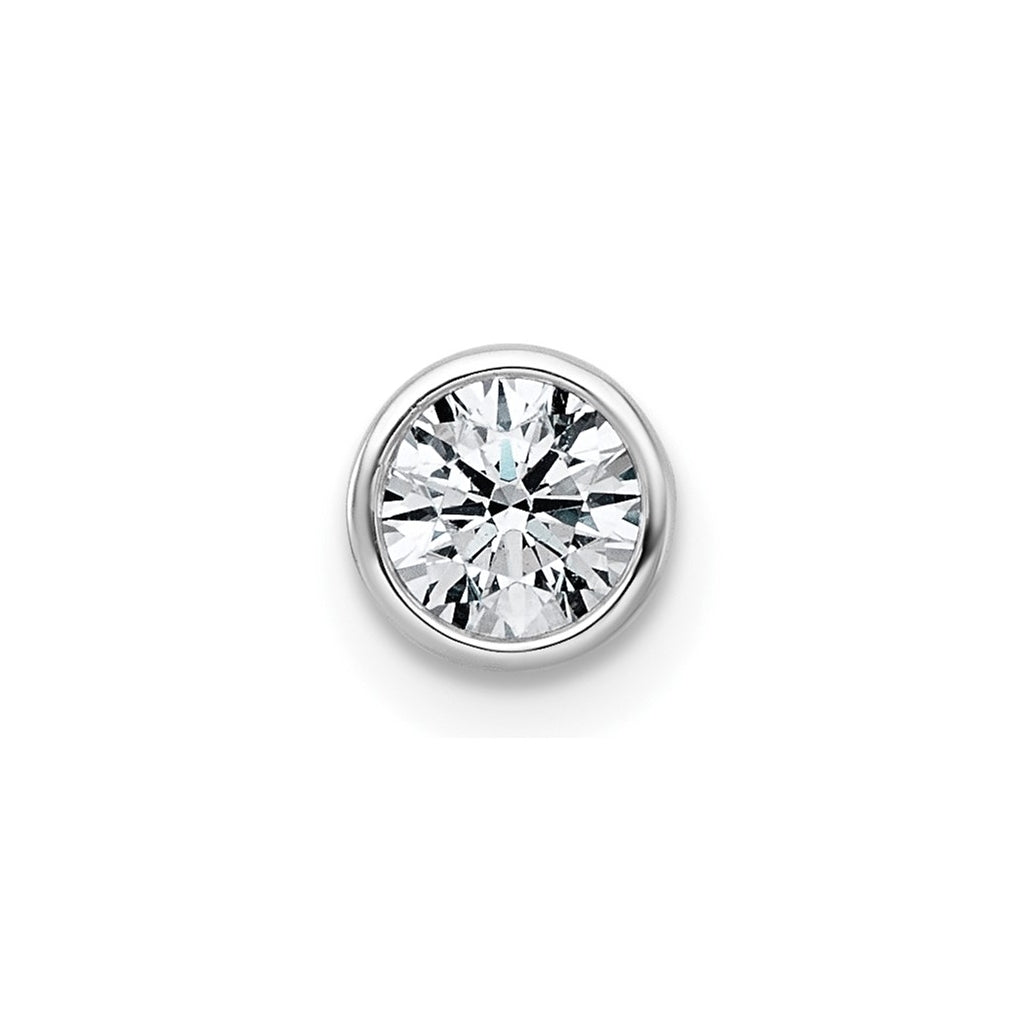 14K Yellow Or White Gold Lab Grown Diamond VS+ F+ Round Complete Bezel Set Chain Slide Pendant