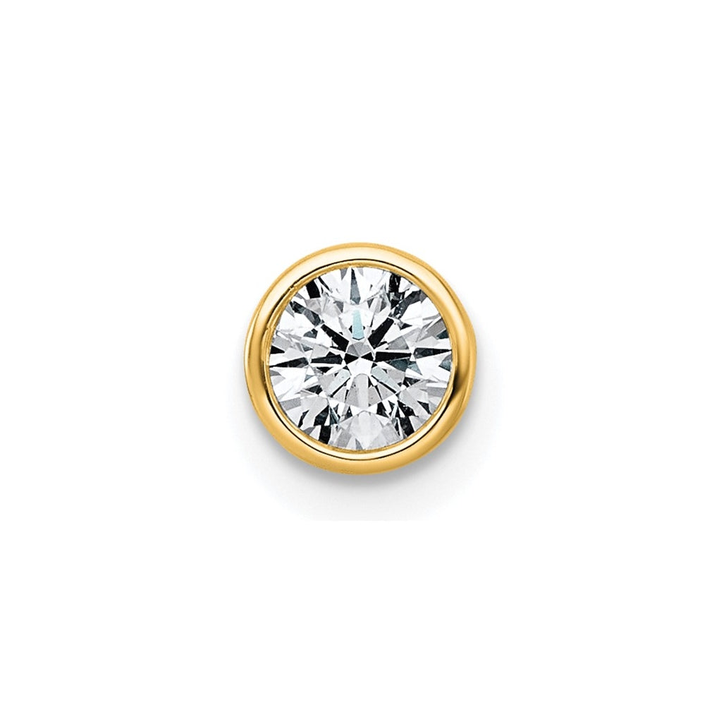 14K Yellow Or White Gold Lab Grown Diamond VS+ F+ Round Complete Bezel Set Chain Slide Pendant