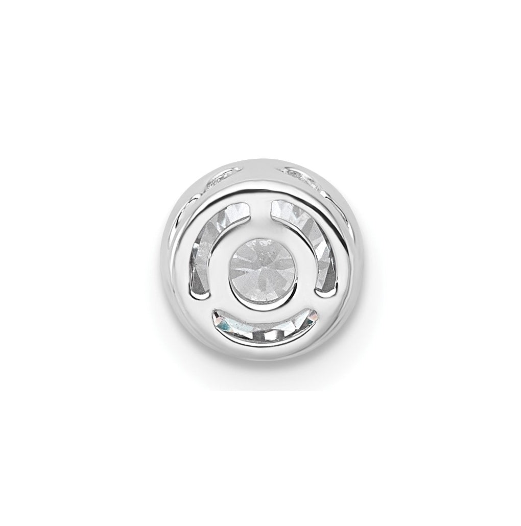 14K Yellow Or White Gold Lab Grown Diamond VS+ F+ Round Complete Bezel Set Chain Slide Pendant