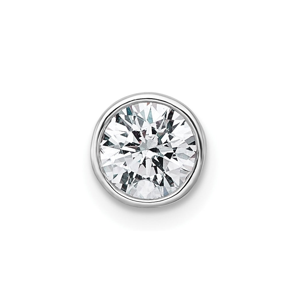 14K Yellow Or White Gold Lab Grown Diamond VS+ F+ Round Complete Bezel Set Chain Slide Pendant