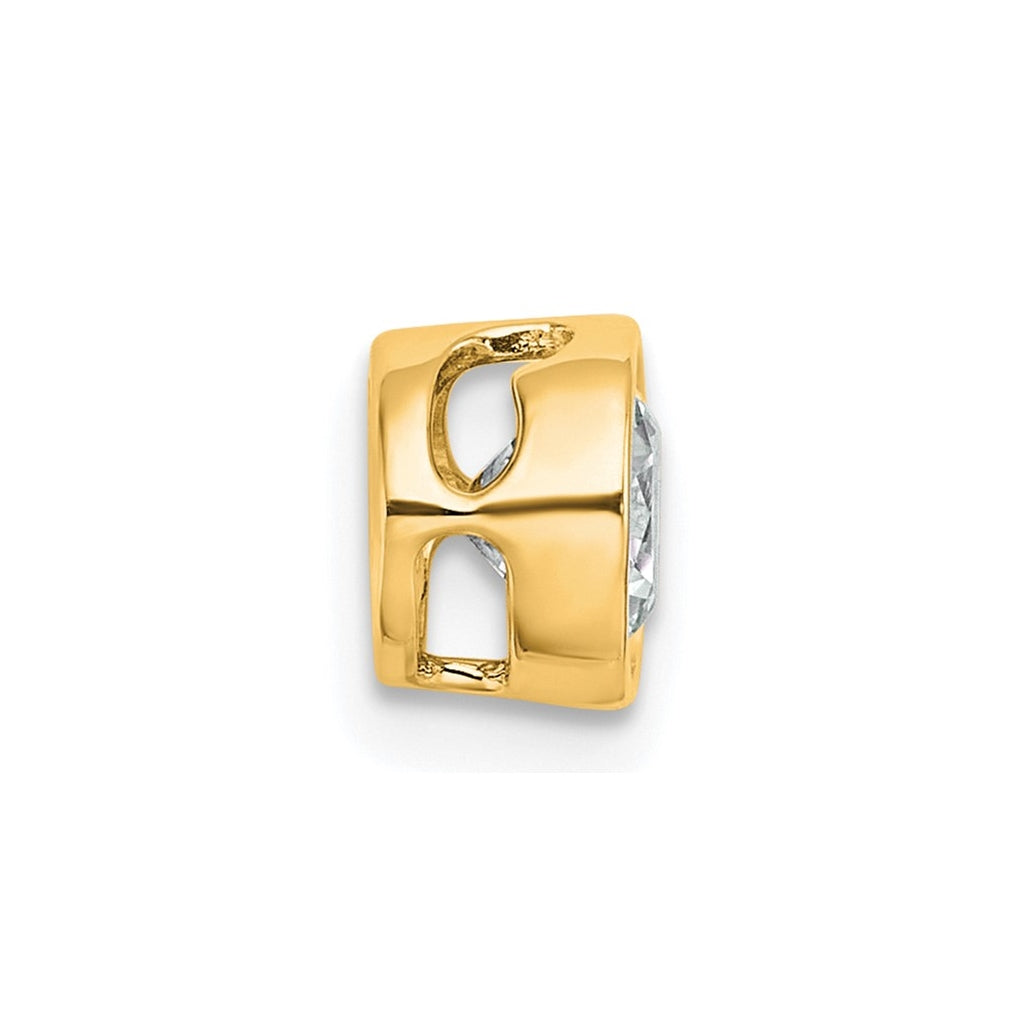 14K Yellow Or White Gold Lab Grown Diamond VS+ F+ Round Complete Bezel Set Chain Slide Pendant