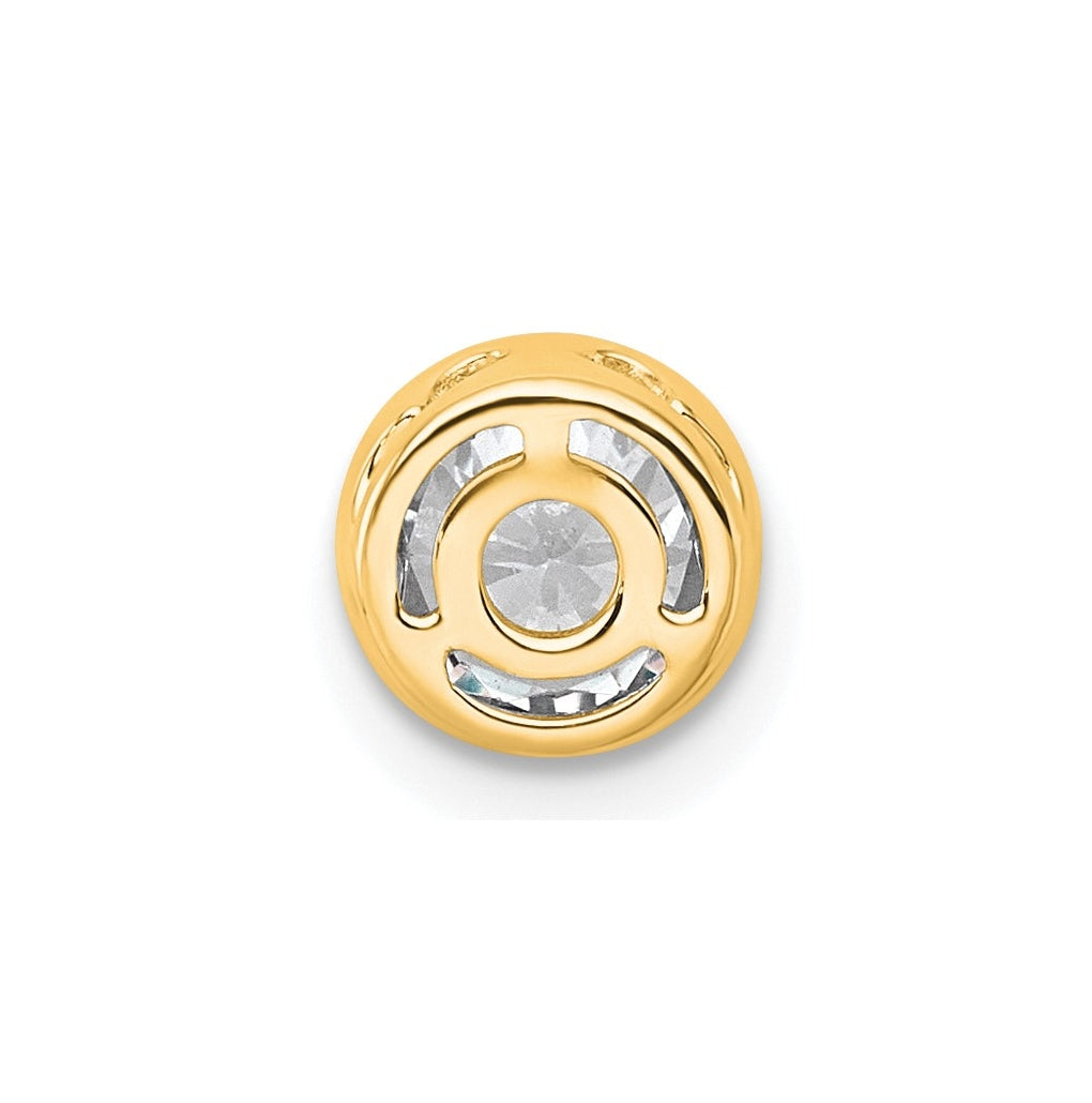 14K Yellow Or White Gold Lab Grown Diamond VS+ F+ Round Complete Bezel Set Chain Slide Pendant