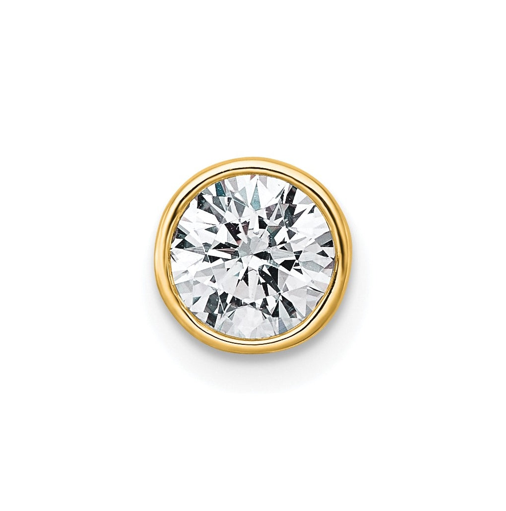14K Yellow Or White Gold Lab Grown Diamond VS+ F+ Round Complete Bezel Set Chain Slide Pendant