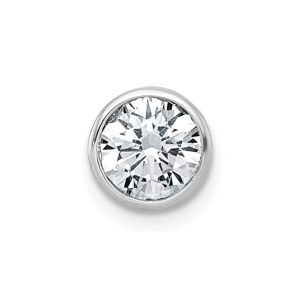 14K Yellow Or White Gold Lab Grown Diamond VS+ F+ Round Complete Bezel Set Chain Slide Pendant