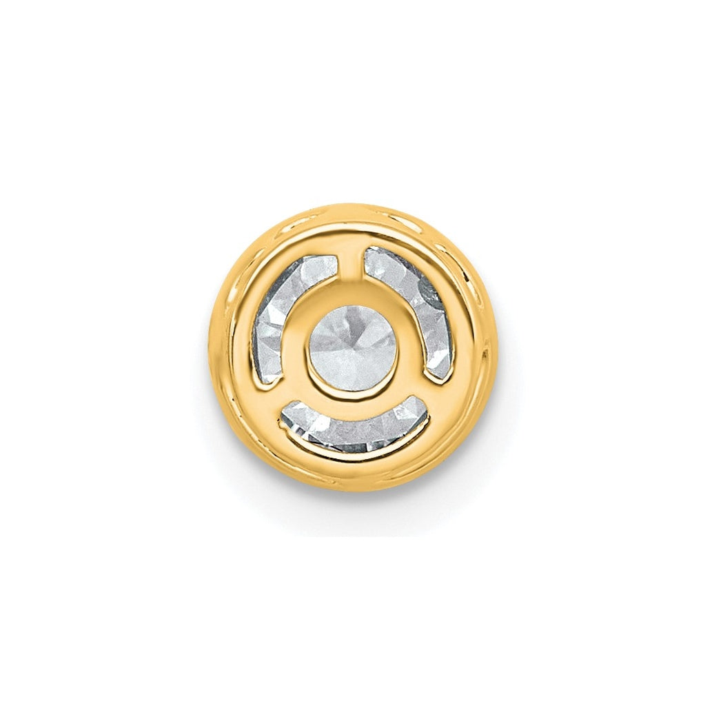 14K Yellow Or White Gold Lab Grown Diamond VS+ F+ Round Complete Bezel Set Chain Slide Pendant