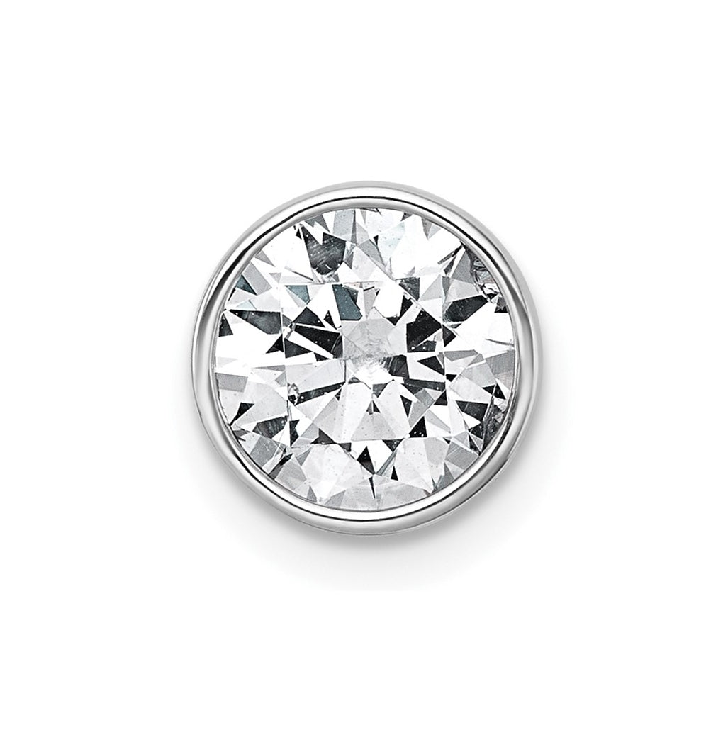 14K Yellow Or White Gold Certified Lab Grown Diamond VS+ F+ Round Complete Bezel Set Chain Slide Pendant