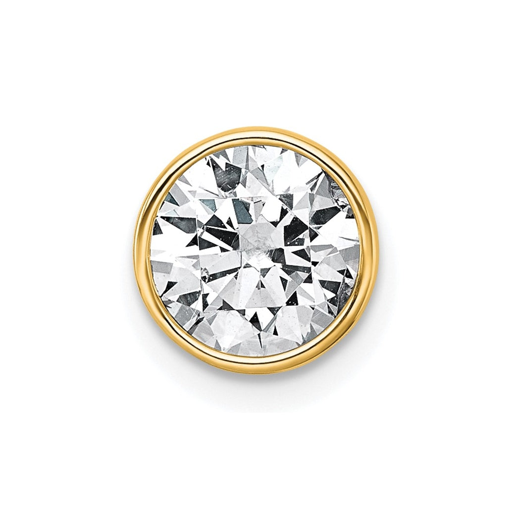 14K Yellow Or White Gold Certified Lab Grown Diamond VS+ F+ Round Complete Bezel Set Chain Slide Pendant