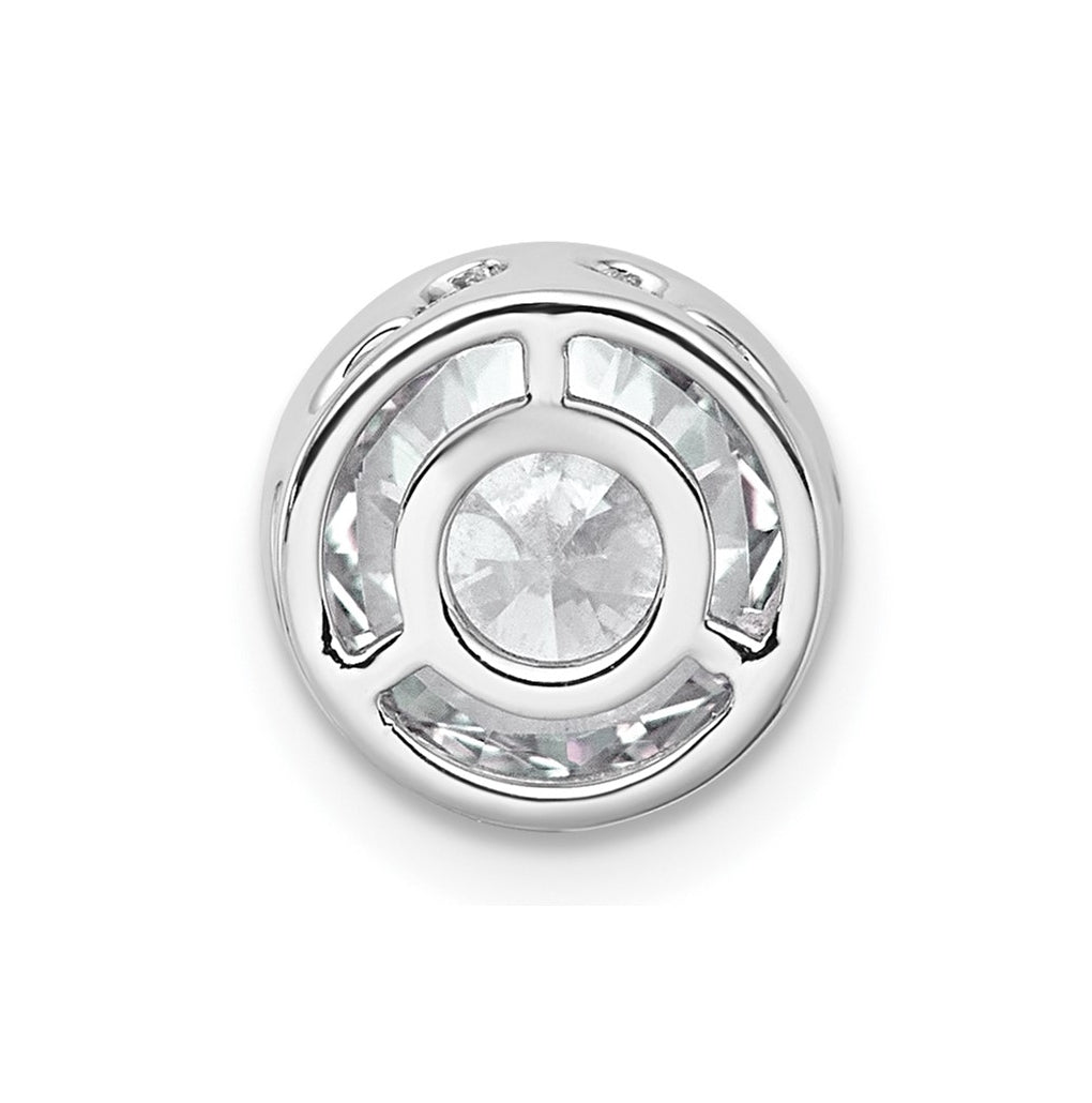 14K Yellow Or White Gold Certified Lab Grown Diamond VS+ F+ Round Complete Bezel Set Chain Slide Pendant