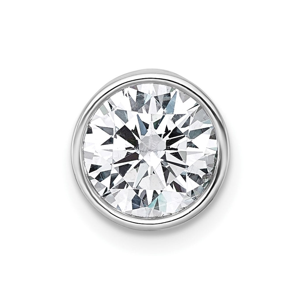 14K Yellow Or White Gold Certified Lab Grown Diamond VS+ F+ Round Complete Bezel Set Chain Slide Pendant
