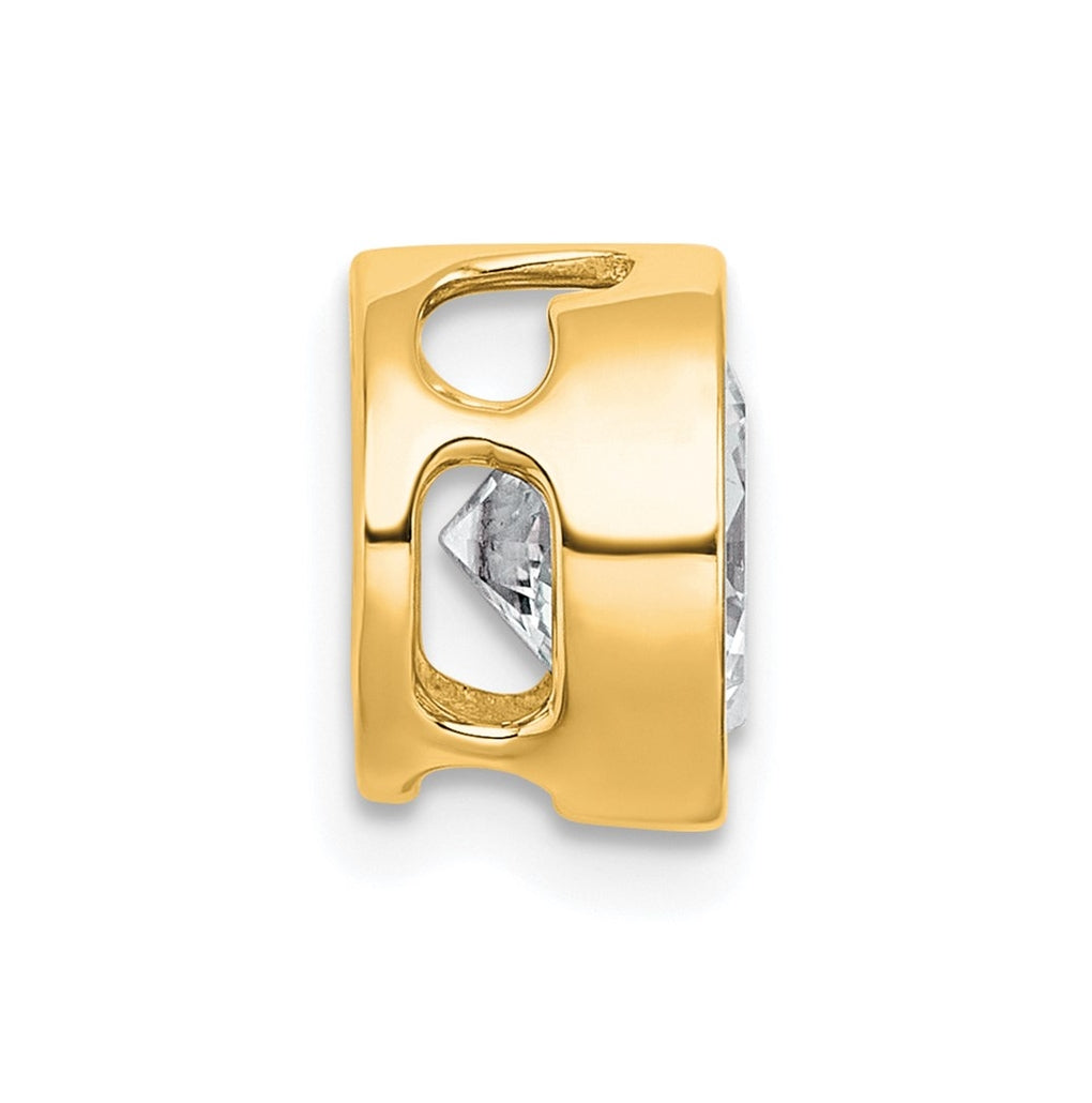 14K Yellow Or White Gold Certified Lab Grown Diamond VS+ F+ Round Complete Bezel Set Chain Slide Pendant