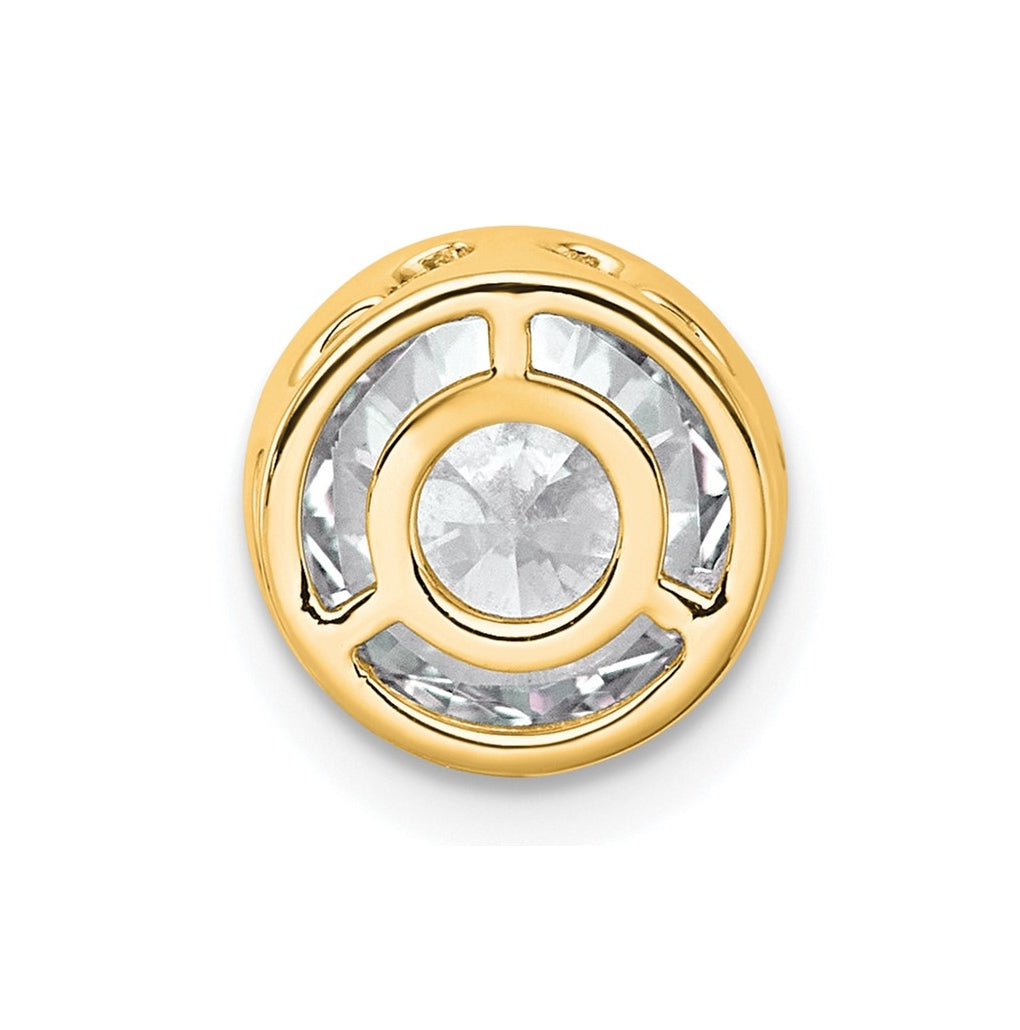 14K Yellow Or White Gold Certified Lab Grown Diamond VS+ F+ Round Complete Bezel Set Chain Slide Pendant