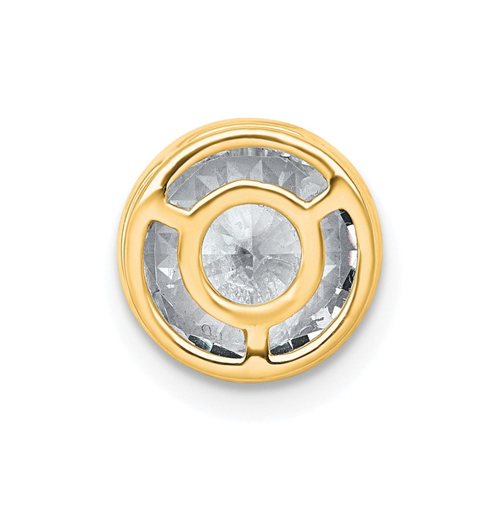 14K Yellow Or White Gold Certified Lab Grown Diamond VS+ F+ Round Complete Bezel Set Chain Slide Pendant