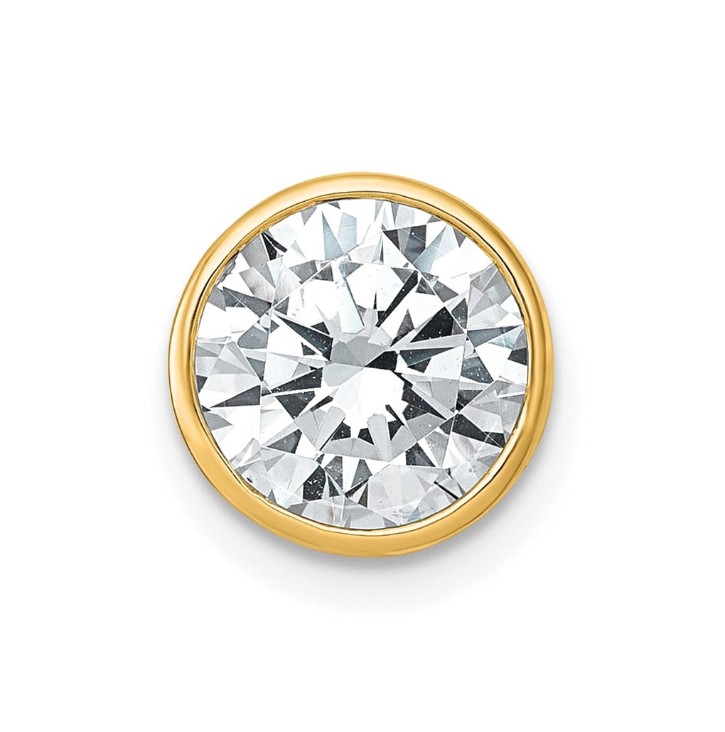 14K Yellow Or White Gold Certified Lab Grown Diamond VS+ F+ Round Complete Bezel Set Chain Slide Pendant